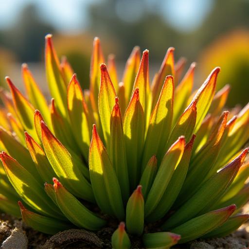 Close up of vibrant, drought-tolerant Florida native plants thriving in direct sunlight, suitable for an eco-friendly garden.